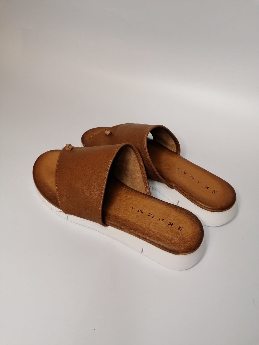 KAMMI CIABATTA INFRADITO DONNA IN PELLE CUOIO MH142