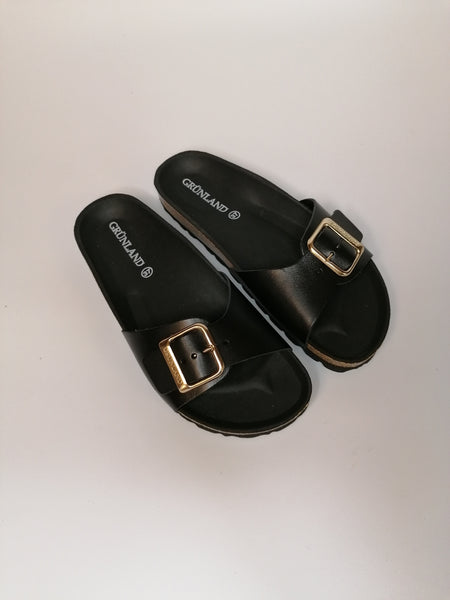 GRUNLAND - CIABATTA NERA CON UNA FIBBIA REGOLABILE CB0965