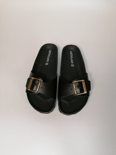 GRUNLAND - CIABATTA NERA CON UNA FIBBIA REGOLABILE CB0965