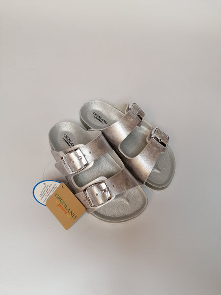 GRUNLAND - CIABATTA ARGENTO A DUE FASCE CON PLANTARE CI8670
