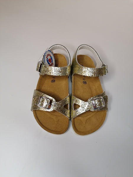 GRUNLAND - SANDALO BAMBINA CON GLITTER DORATO E PLANTARE SB1656-40