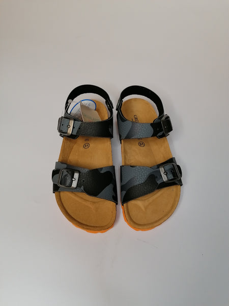 GRUNLAND - SANDALO BAMBINO GRIGIO MILITARE CON SUOLA ARANCIONE SB1680-40