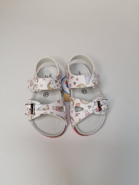 GRUNLAND - SANDALO BAMBINA BIANCO A FANTASIA CON PLANTARE SB1804-40
