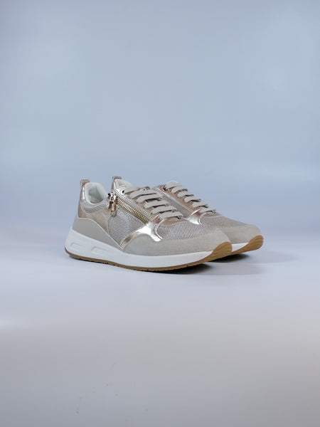 GEOX - SCARPA SNEAKERS DONNA BEIGE E DORATA BULMYA D35NQA