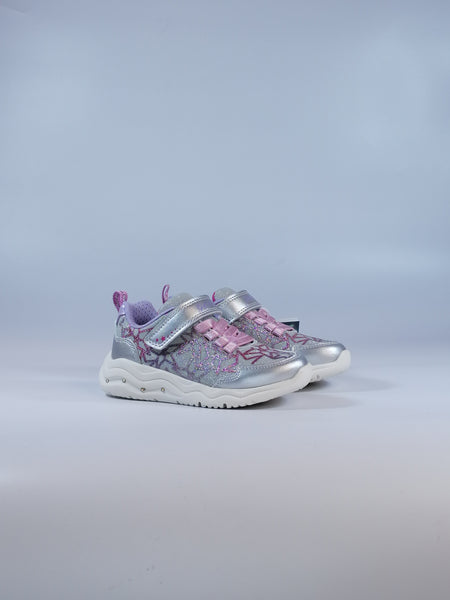 GEOX - SCARPA DA GINNASTICA PER BIMBA CON LUCI GRIGIA E FUXIA CON STRAPPO J35GUA