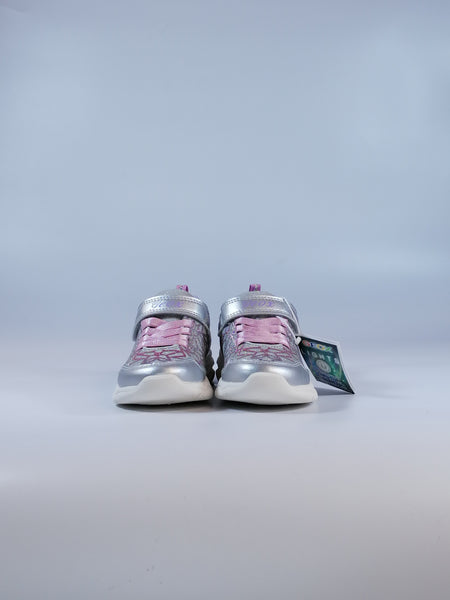 GEOX - SCARPA DA GINNASTICA PER BIMBA CON LUCI GRIGIA E FUXIA CON STRAPPO J35GUA