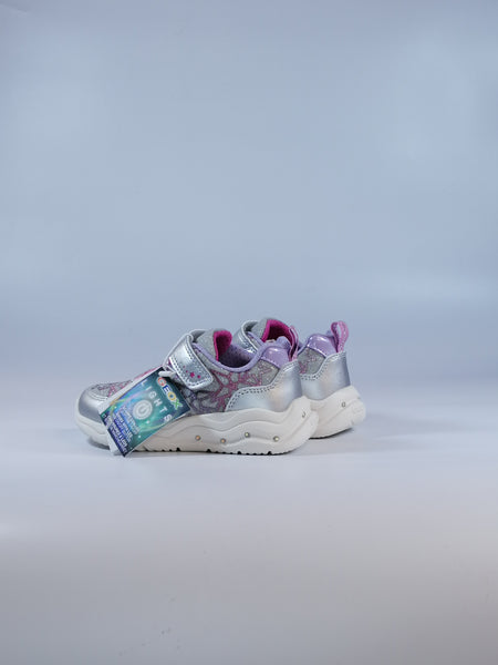 GEOX - SCARPA DA GINNASTICA PER BIMBA CON LUCI GRIGIA E FUXIA CON STRAPPO J35GUA