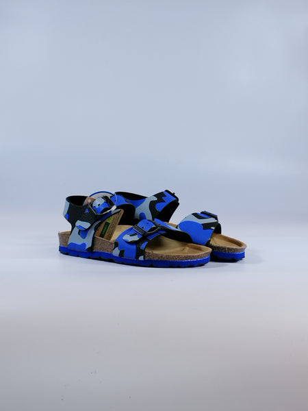 GRUNLAND - SANDALO PER BAMBINI ROYAL MILITARE BLU ELETTRICO E GRIGIO CON PLANTARE SB1680