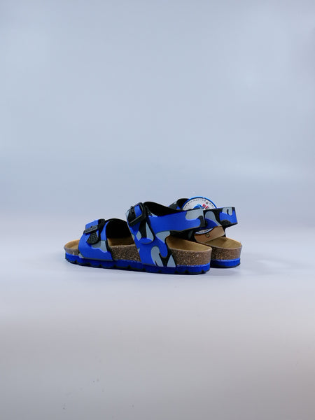 GRUNLAND - SANDALO PER BAMBINI ROYAL MILITARE BLU ELETTRICO E GRIGIO CON PLANTARE SB1680