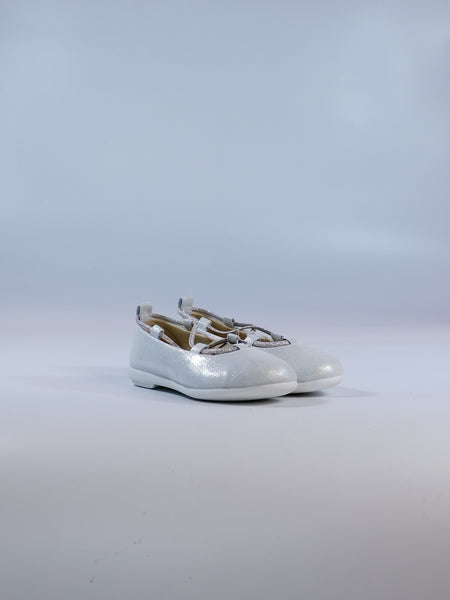 GRUNLAND - BALLERINA PER BAMBINA IN TESSUTO ARGENTATO E LACCETTI ELASTICIZZATI SC5161