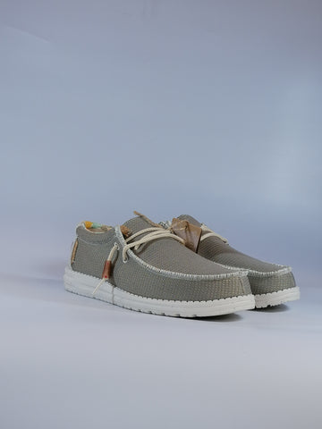 HEY DUDE - SCARPA LEGGERA IN TELA MARRONE CHIARO LAVORATA WALLY KNIT DESERT BROWN