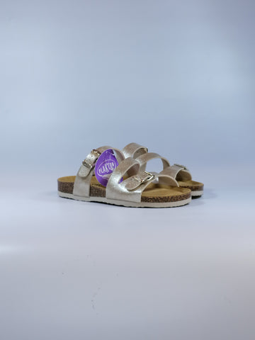 PLAKTON - CIABATTA DONNA LAMINATA DORATA CON DUE FASCE REGOLABILI 181210