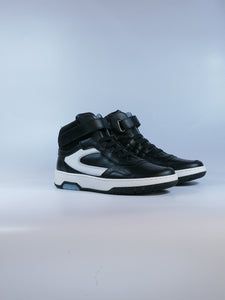 NERO GIARDINI - SNEAKERS A STIVALETTO PR RAGAZZO IN PELLE NERA E BIANCA CON STRAPPO I334531