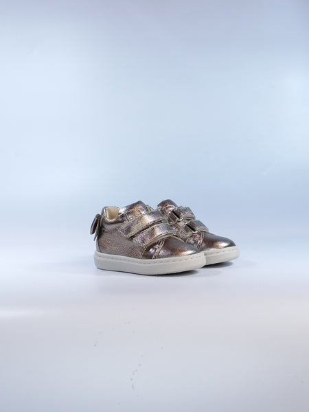 NERO GIARDINI - SCARPA SNEAKERS PER BAMBINA DORATA CON FIOCCO E STRAPPI I322536