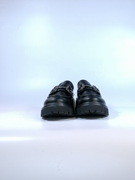 dalzoppo.it - MOCASSINO NERO CON MORSETTO BUCHERELLATO E PLATFORM PER DONNA MP621