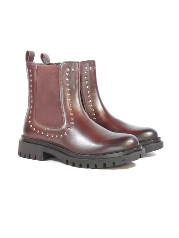 dalzoppo.it - STIVALETTO BEATLES IN PELLE BORDEAUX CON BORCHIETTE ED ELASTICI LATERALI PER DONNA 9054