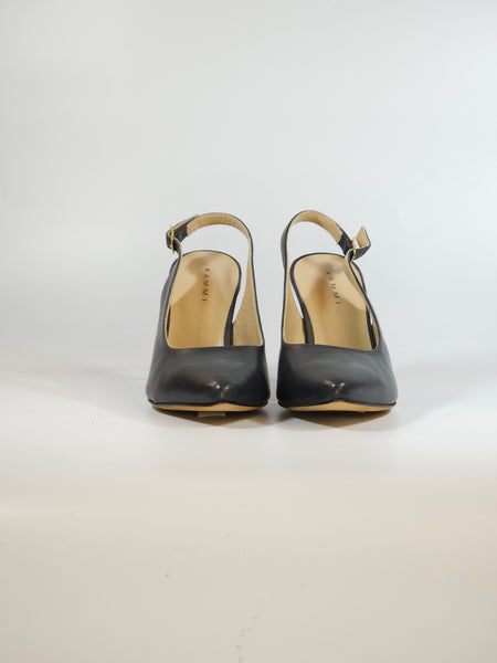 KAMMI - SCARPA SLINGBACK IN PELLE BLU CON TACCO 10 CM CH2000