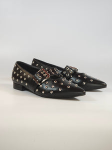 dalzoppo.it - BALLERINA NERA CON BORCHIE E CINTURINO PER DONNA 3051