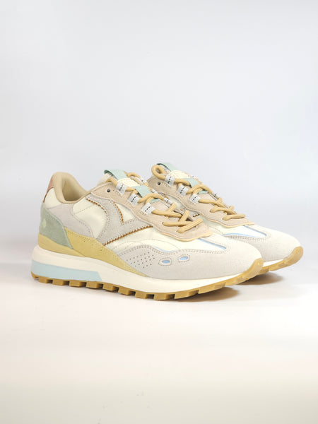 VICTORIA - SCARPA SNEAKERS IN PELLE BEIGE E PASTELLO PER DONNA 156116