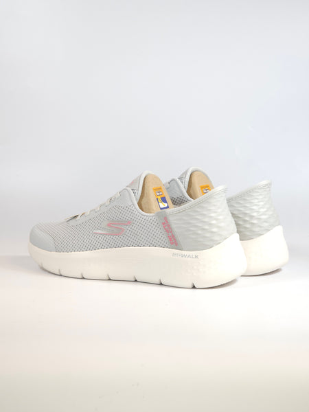 SKECHERS - SCARPA DA GINNASTICA GRIGIA E ROSA SLIP INS SENZA USARE LE MANI CON MEMORY FOAM 124836