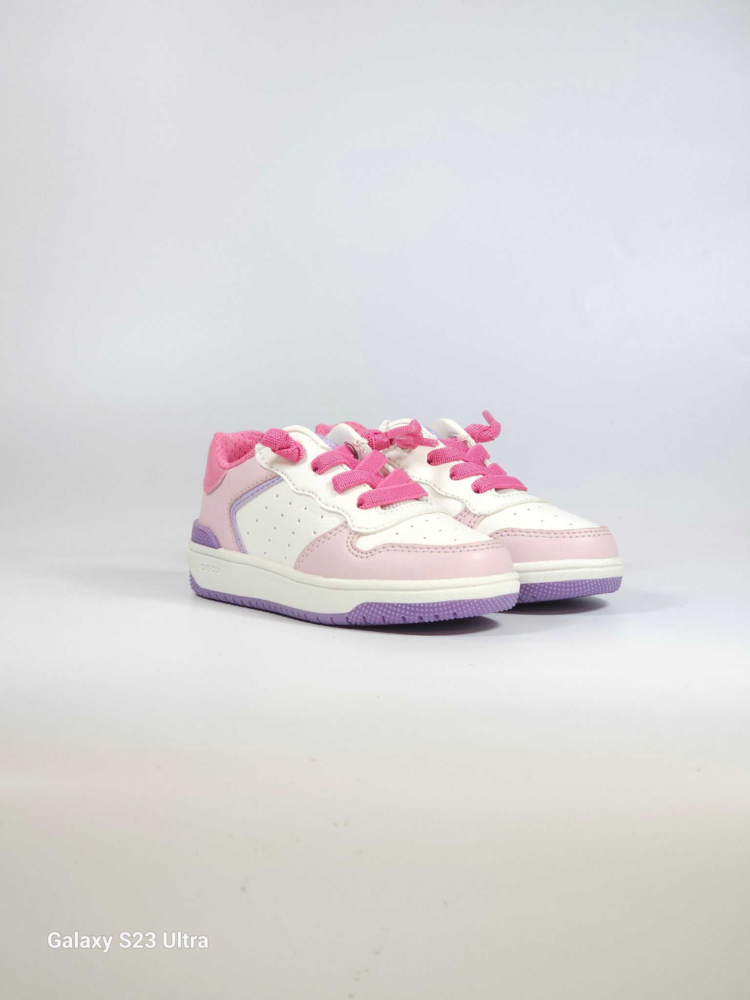 GEOX - SCARPA SNEAKERS PER BAMBINI ROSA BIANCA E LILLA CON LACCI IN ELASTICO J36HXD