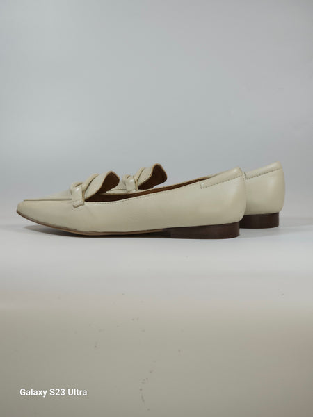 KAMMI - BALLERINA A MOCASSINO IN PELLE MORBIDA BEIGE GHIACCIO CON LAVORAZIONE A SACCHETTO 8015 PER DONNA