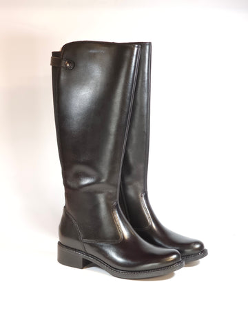 KAMMI - STIVALE CAVALLERIZZO IN PELLE NERA CON ELASTICO DIETRO CON TACCO 3 CM 2714