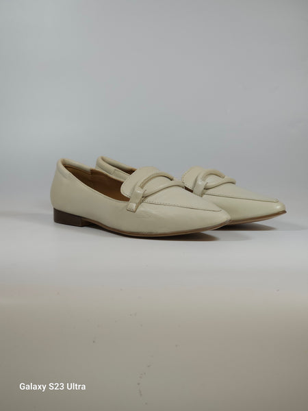 KAMMI - BALLERINA A MOCASSINO IN PELLE MORBIDA BEIGE GHIACCIO CON LAVORAZIONE A SACCHETTO 8015 PER DONNA