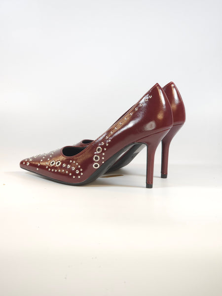 dalzoppo.it - SCARPA DÉCOLLETÉ BORDEAUX CON BORCHIE E CON TACCO 8 CM PER DONNA G12