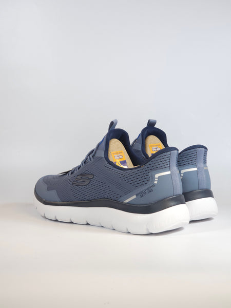 SKECHERS - SCARPA DA GINNASTICA AZZURRO CERULEO SLIP INS SENZA UTILIZZARE LE MANI PER UOMO 233047