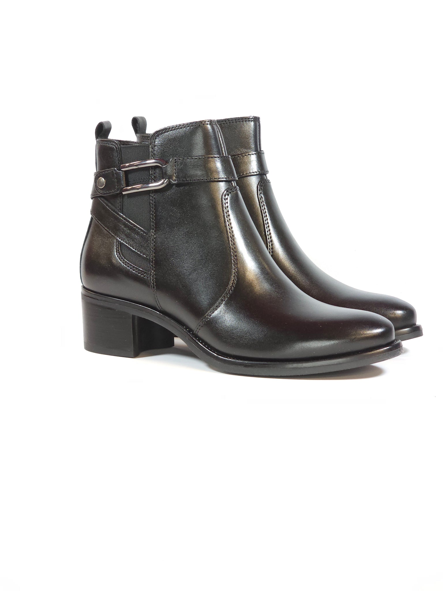 KAMMI - STIVALETTO IN PELLE NERA CON DETTAGLIO LATERALE ANTRACITE CON TACCO 5 CM 5151