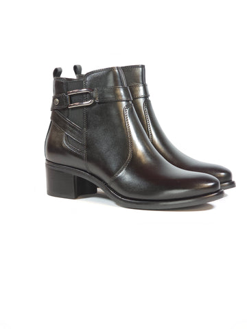 KAMMI - STIVALETTO IN PELLE NERA CON DETTAGLIO LATERALE ANTRACITE CON TACCO 5 CM 5151