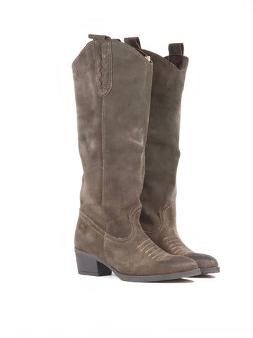 KAMMI VITA - STIVALE TEXANO TESTA DI MORO IN PELLE SCAMOSCIATA CON TACCO 5CM ART. 100