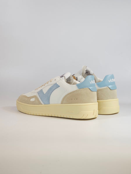 VICTORIA - SCARPA SNEAKERS IN PELLE BIANCA E AZZURRA PER DONNA 257136