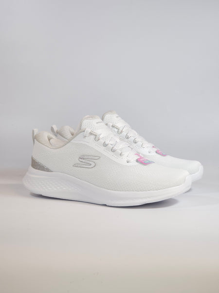 SKECHERS - SCARPA DA GINNASTICA BIANCA E GLITTER ARGENTO PER DONNA CON MEMORY FOAM 150629