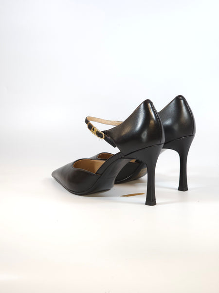 CAFE' NOIR - SCARPA IN PELLE NERA CON CINTURINO E CON TACCO 9 CM PER DONNA NA4041