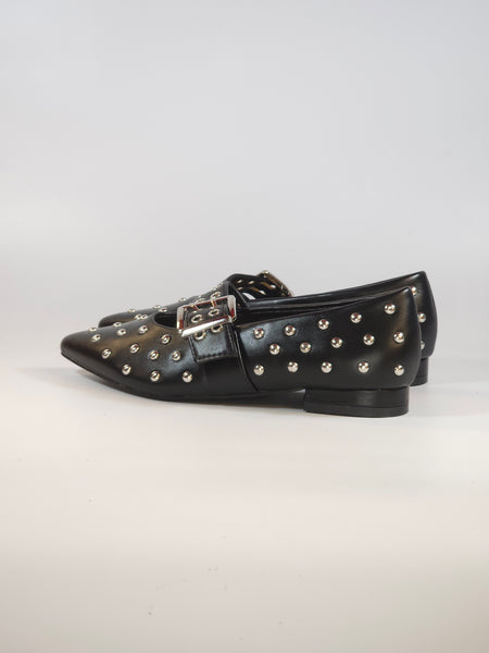 dalzoppo.it - BALLERINA NERA CON BORCHIE E CINTURINO PER DONNA 3051