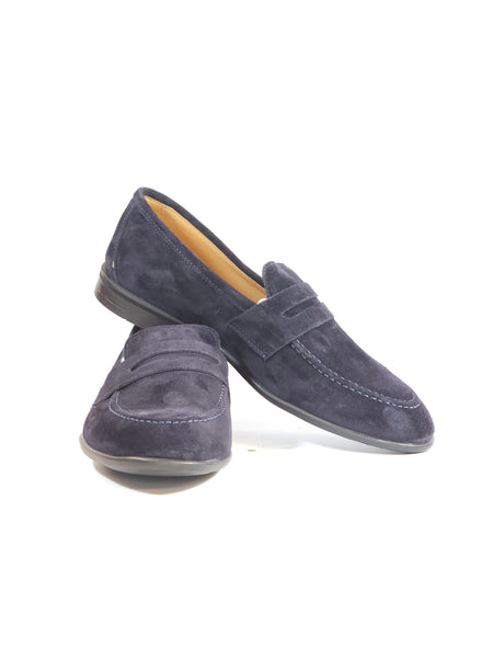 KAMMI - MOCASSINO COLLEGE UOMO IN PELLE SCAMOSCIATA BLU 200 MADE IN ITALY