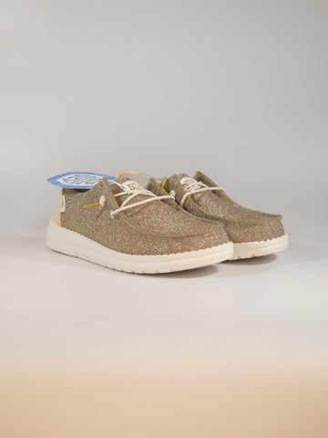 HEY DUDE - SCARPA LEGGERA IN TELA DORATA IN LUREX WENDY METALLIC SPARKLE