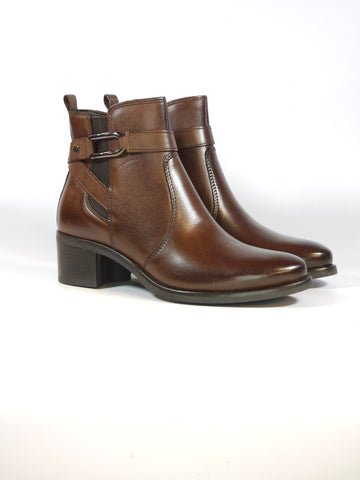 KAMMI - STIVALETTO IN PELLE MARRONE CON DETTAGLIO LATERALE ANTRACITE CON TACCO 5 CM 5151