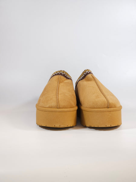 dalzoppo.it - CIABATTA SABOT BEIGE MIELE CON PELO INTERNO CON PLATFORM 4CM PER DONNA 1BKA