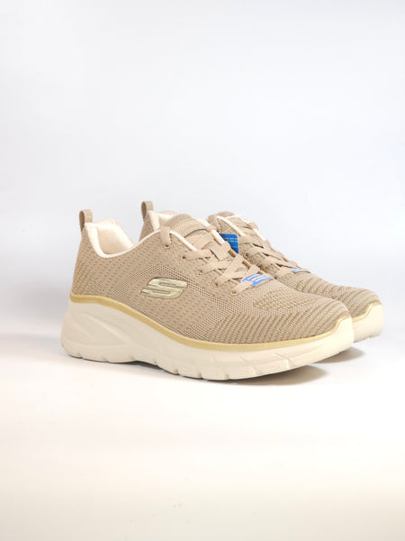 SKECHERS - SCARPA DA GINNASTICA TAUPE BEIGE E DORATA PER DONNA CON MEMORY FOAM 150384