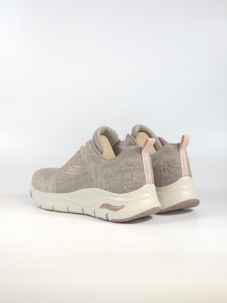 SKECHERS - SCARPA DA GINNASTICA PER DONNA ARCHFIT TAUPE BEIGE E ROSA 149414