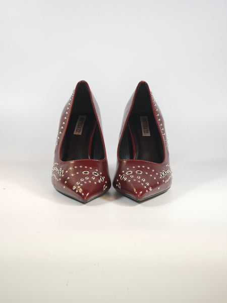 dalzoppo.it - SCARPA DÉCOLLETÉ BORDEAUX CON BORCHIE E CON TACCO 8 CM PER DONNA G12