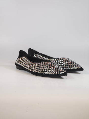 dalzoppo.it - BALLERINA IN VELLUTO NERO CON STRASS PER DONNA RY96