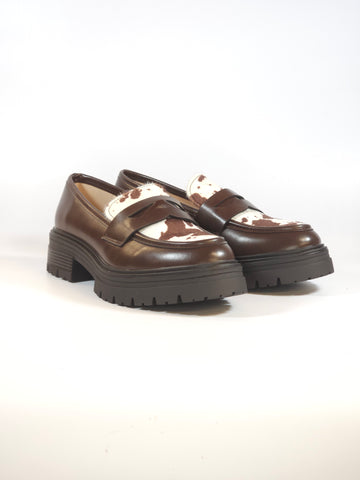 dalzoppo.it - MOCASSINO SPORTIVO MARRONE CON TOMAIA ANIMALIER MUCCATA 8047