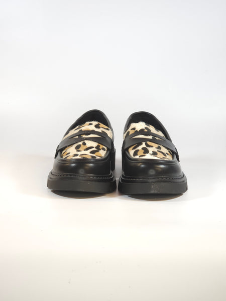 dalzoppo.it - MOCASSINO SPORTIVO NERO CON TOMAIA ANIMALIER LEOPARDATA HF1