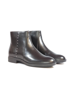 GEOX - STIVALETTO IN PELLE NERA CON BORCHIETTE LATERALI E ZIP INTERNA D56QAC