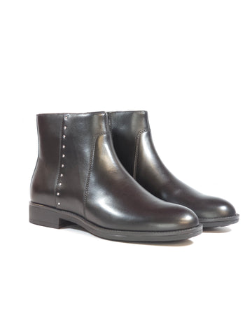 GEOX - STIVALETTO IN PELLE NERA CON BORCHIETTE LATERALI E ZIP INTERNA D56QAC