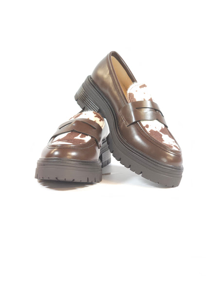dalzoppo.it - MOCASSINO SPORTIVO MARRONE CON TOMAIA ANIMALIER MUCCATA 8047